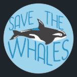 Adesivo Salve as Baleias<br><div class="desc">Bonito presente de baleia de orca com um belo peixe preto no azul-oceano. Eu adoro animais marinhos.</div>
