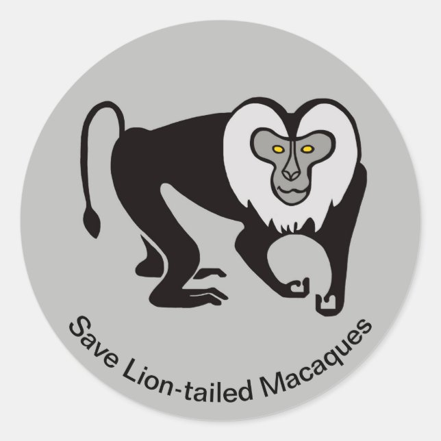 Adesivo Salve MACAQUE de cauda-leão - Vida selvagem - Maca (Frente)