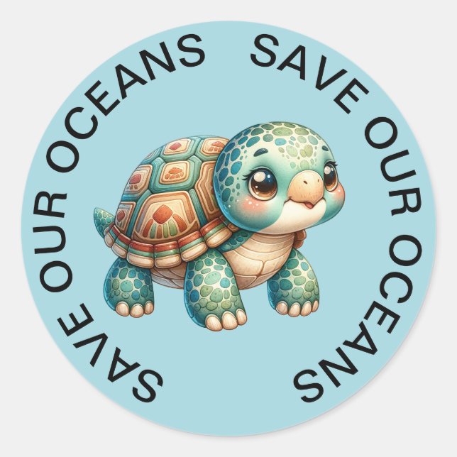 Adesivo Salve nossos Oceanos Turtle Stickers (Frente)