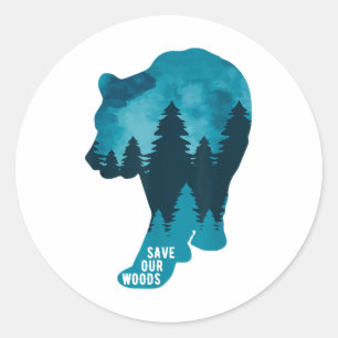 Adesivo Salve o nosso Urso de Proteção Ambiental das Flore