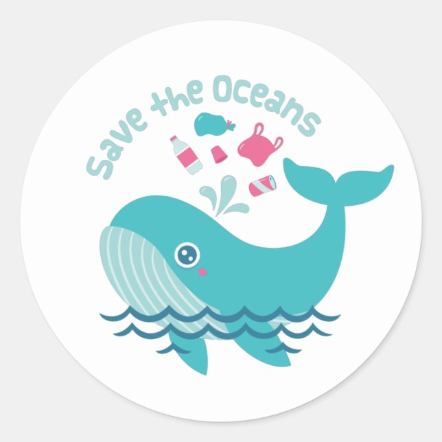 Adesivo Salve os Oceanos, Baleia Fofa Implora (Frente)
