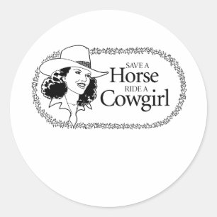 Adesivo Salve um cavalo. Monte uma cowgirl.