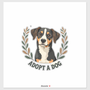 Adesivo Salve Uma Vida Adote um Cachorro Ilustração Vintag