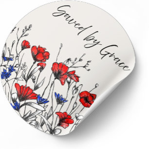 Adesivo Salvo pela Graça Arte Floral Cristã