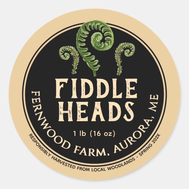 Adesivo Samambaia Fiddlehead Kraft Forrageira Selvagem  (Frente)