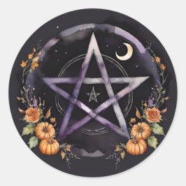 Adesivo Samhain Pentáculo & Abóbora de Outono Bruxa