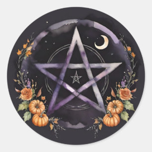 Adesivo Samhain Pentáculo & Abóbora de Outono Bruxa
