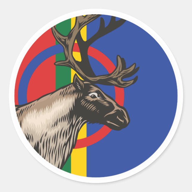 Adesivo Sami Reindeer Bandeira Nacional de Saami (Frente)