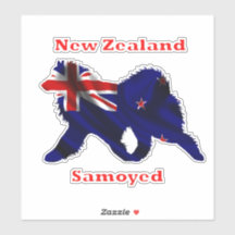 Samoyed & Flag L 8in Custom-Cut Vinyl Stickers
