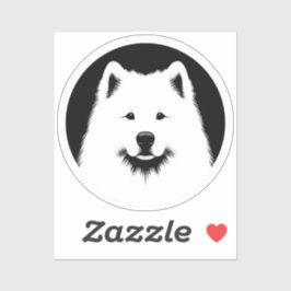 Adesivo Samoyed Pop Art Classic Round Sticker Black White