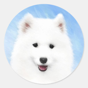 Adesivo Samoyed Puppy Painting - Cute Original Dog Art