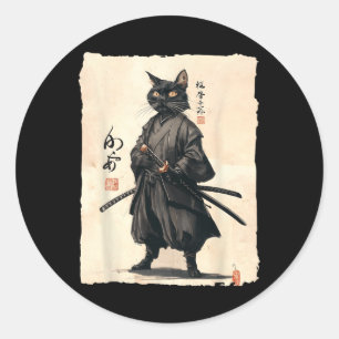 Adesivo Samurai Cat Anime Japonês Gato De Gato Engraçado P