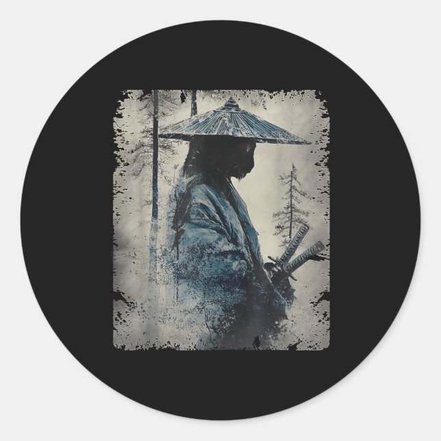 Adesivo Samurai Cat Japanese Art Anime Men Women Kids Grap (Frente)