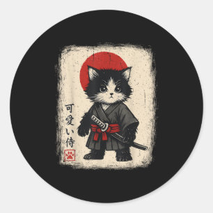 Adesivo Samurai Cat Japonês Vintage Kawaii Cats Engraçados