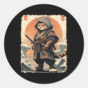 Adesivo Samurai Cat Katana Cheio Guerreiro Guerreiro do Ex