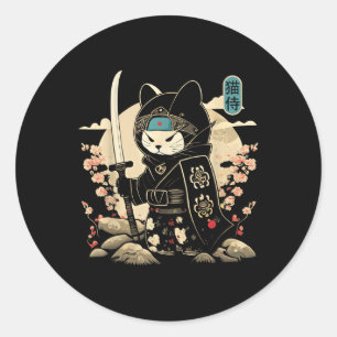 Adesivo Samurai Cat Tattoo Kawaii Ninja Cat _1