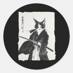 Adesivo Samurai Cat Tee Vintage Ukiyo-e Warrior Art Graphi