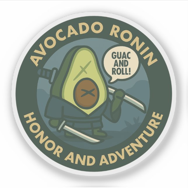 Adesivo Samurai de Guac e Roll com Gráfico de Abacate (Frente)