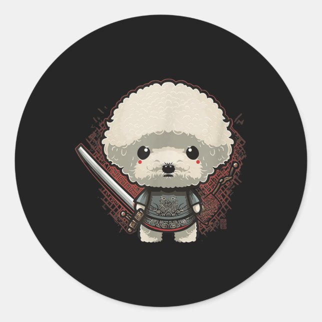 Adesivo Samurai Dog Tattoo, Vintage Kawaii Ninja (Frente)