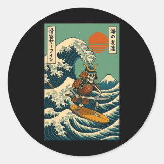 Adesivo Samurai Esqueleto Surfando Onda Japonesa 
