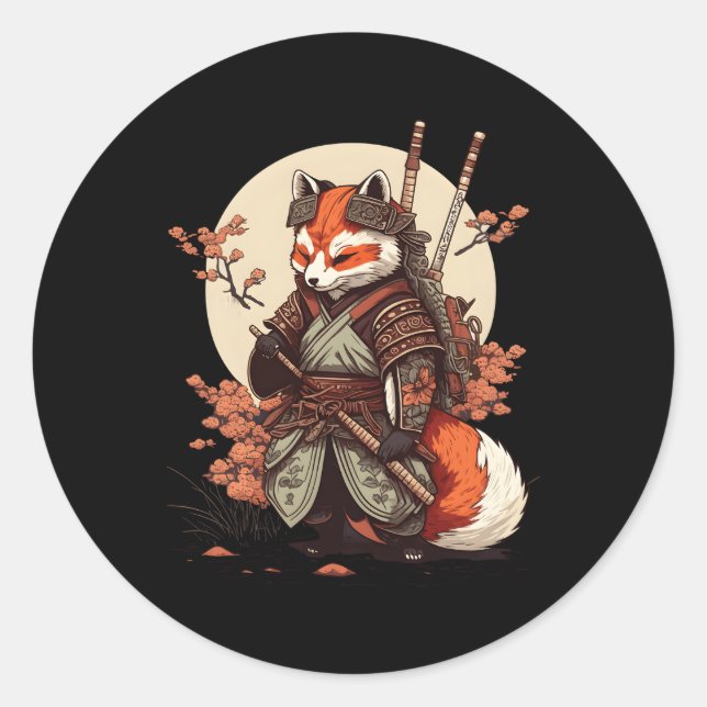 Adesivo Samurai Fox Warrior Japonês Ninja Fox Kawaii (Frente)