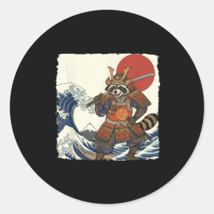 Adesivo Samurai guaxinim engraçado guerreiro japonês &