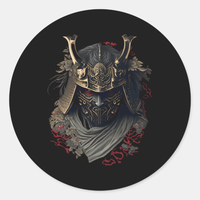 Adesivo Samurai Helmet Warrior Bushido Oni - Cultura Japon (Frente)