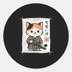 Adesivo Samurai Kitten Anime Japonês Kawaii Gatos Engraçad