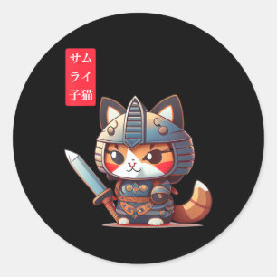 Adesivo Samurai Kitten Kawaii Arte Japonesa para o Anime L