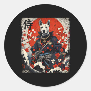 Adesivo Samurai Pitbull japonês Tattoo Kawaii Ukiyo-e Nin