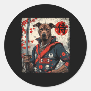 Adesivo Samurai Pitbull japonês Tattoo Kawaii Ukiyo-e Nin