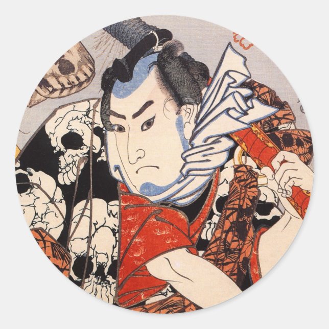 Adesivo Samurai Vestindo um padrão crânio (Frente)