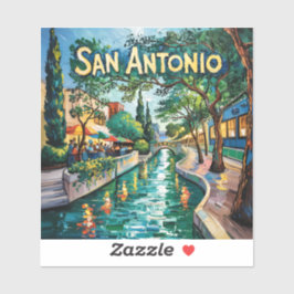Adesivo San Antonio Texas Rio Walk Van Gogh Cidade Vibrant