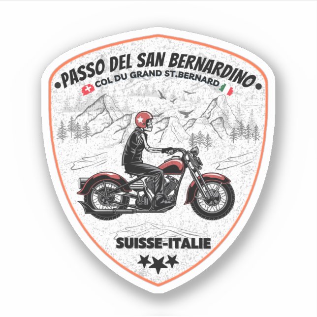 Adesivo San Bernardino Pass em macacos de moto (Frente)