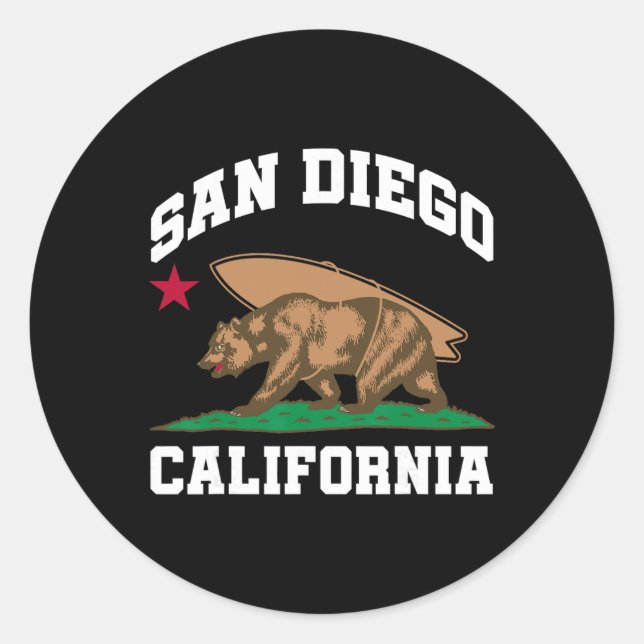 Adesivo San Diego California Bear Surfing Surfer  (Frente)