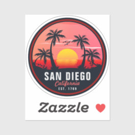 Adesivo San Diego California Retro Sunset Souvenirs 60s