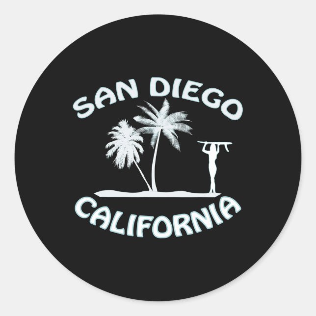 Adesivo San Diego California Retro Surfing Beach Surf Girl (Frente)
