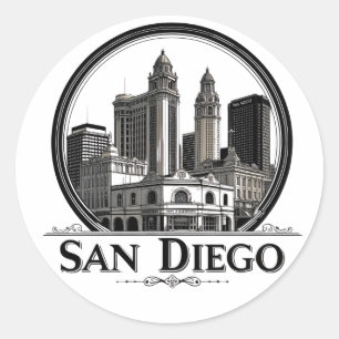 Adesivo San Diego California Skyline-Modern Cityscape Art