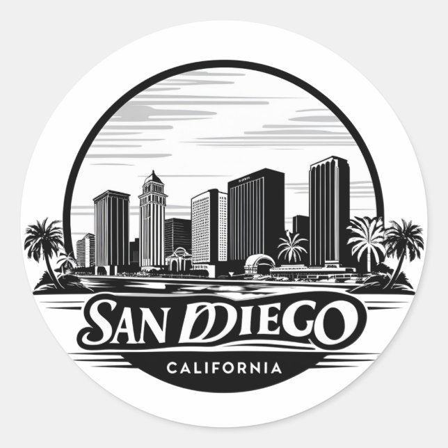 Adesivo San Diego California Skyline-Modern Cityscape Art (Frente)