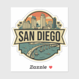 Adesivo San diego Retro Skyline California Vintage Travel