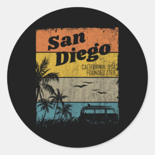 Adesivo San Diego Vintage Califórnia Praia Surf Retro S