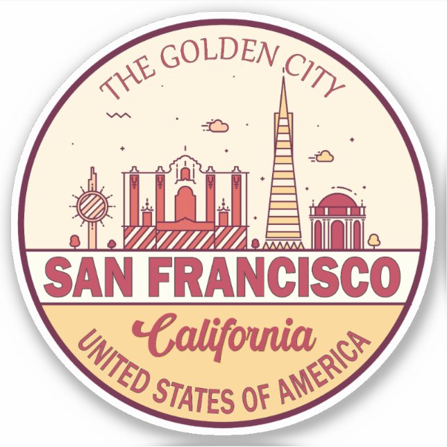 Adesivo San Francisco California City Skyline Emblem (Frente)