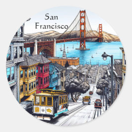Adesivo San Francisco, California Quic Book Style Art