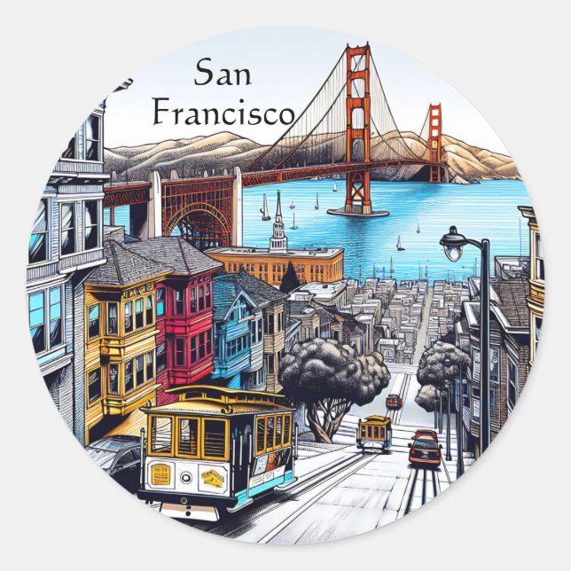 Adesivo San Francisco, California Quic Book Style Art (Frente)