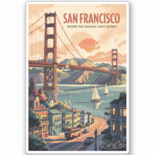 Adesivo San Francisco California Skyline Viagem Art Retro