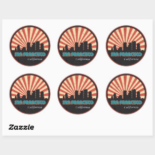 Adesivo San Francisco California State Skyline Retro 70s