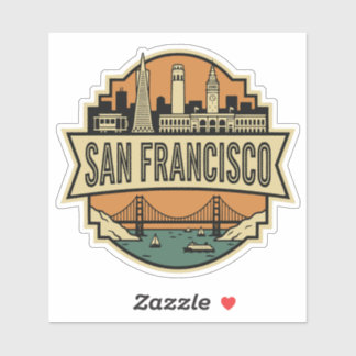 Adesivo San Francisco Skyline Vintage Retro Travel Badge 