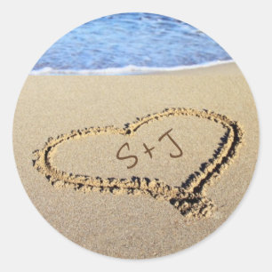 Adesivo Sand Heart Initials Beach Destination Wedding