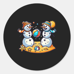 Adesivo Sand Snowman A Tocar A Bola De Praia No Natal De J