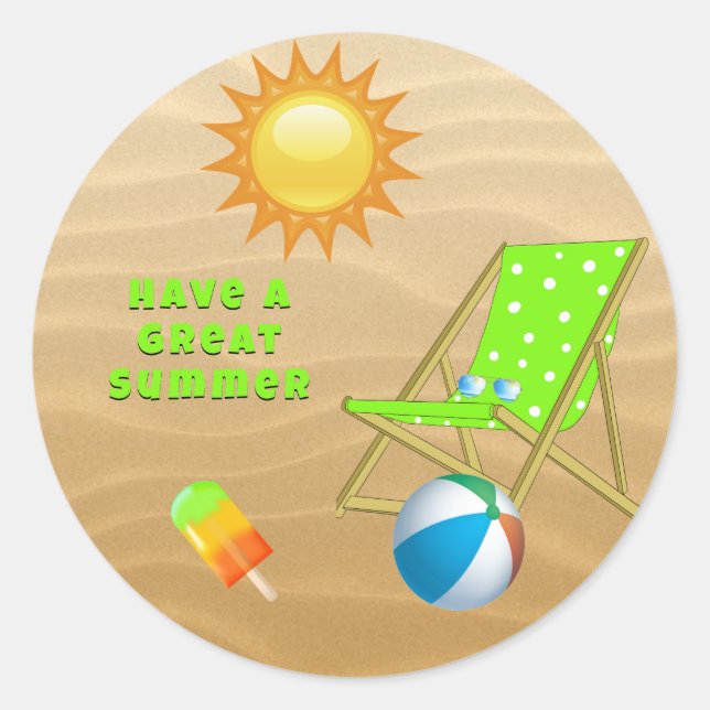 Adesivo Sand Sun Green Beach Cadeira Ice Pop Beach Ball (Frente)